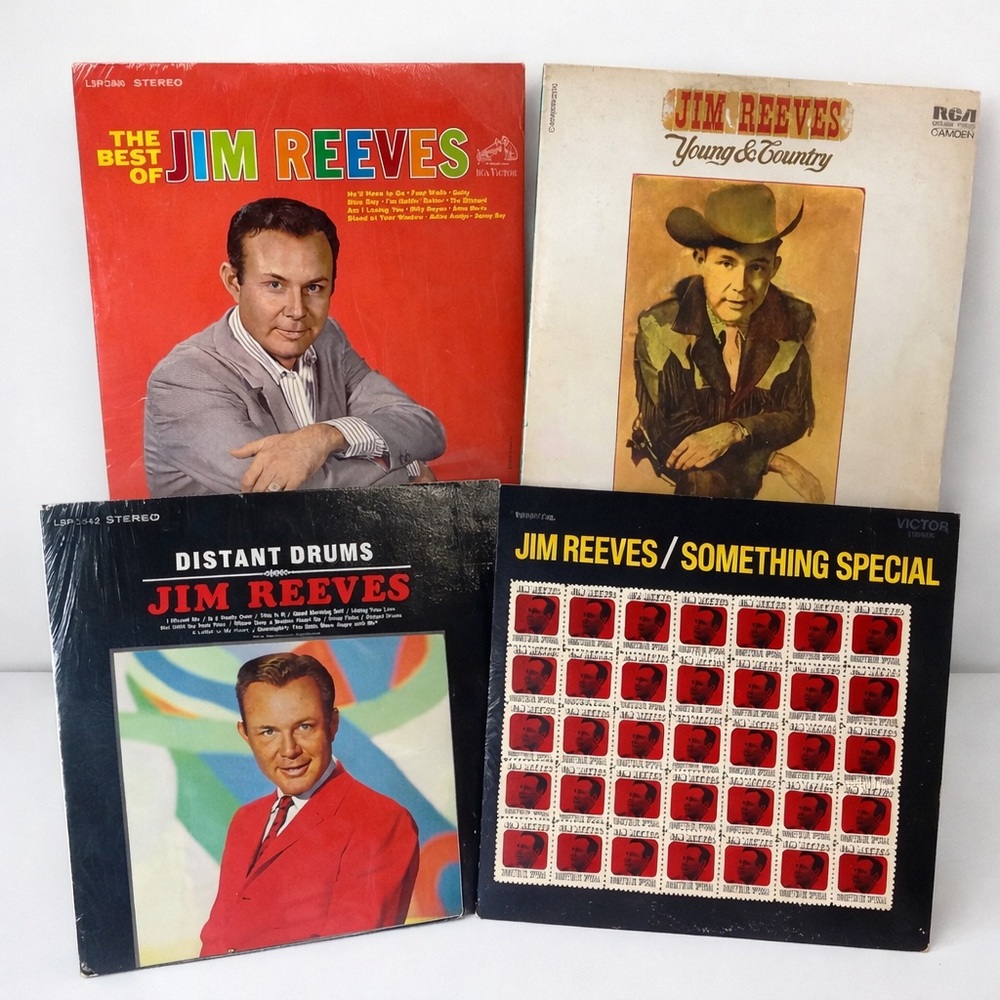 Jim Reeves Vinyl Record Bundle Best Of, Distant Drums, Young & Country + More